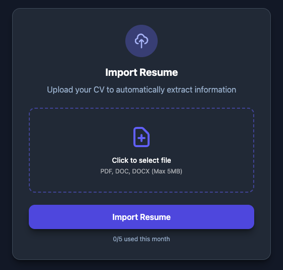 CV Analysis and Import