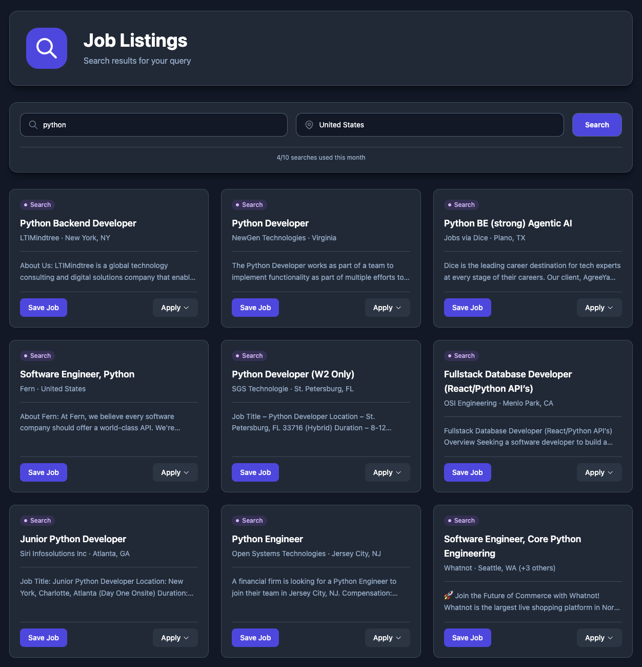 Job Search Interface